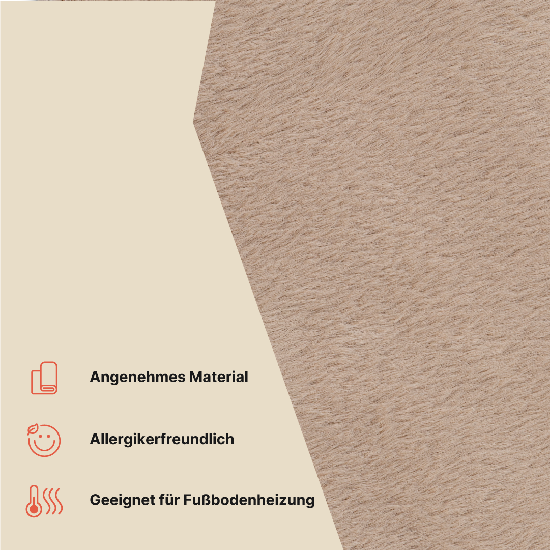 Teppich Lumi Rund Braun Rutschfest