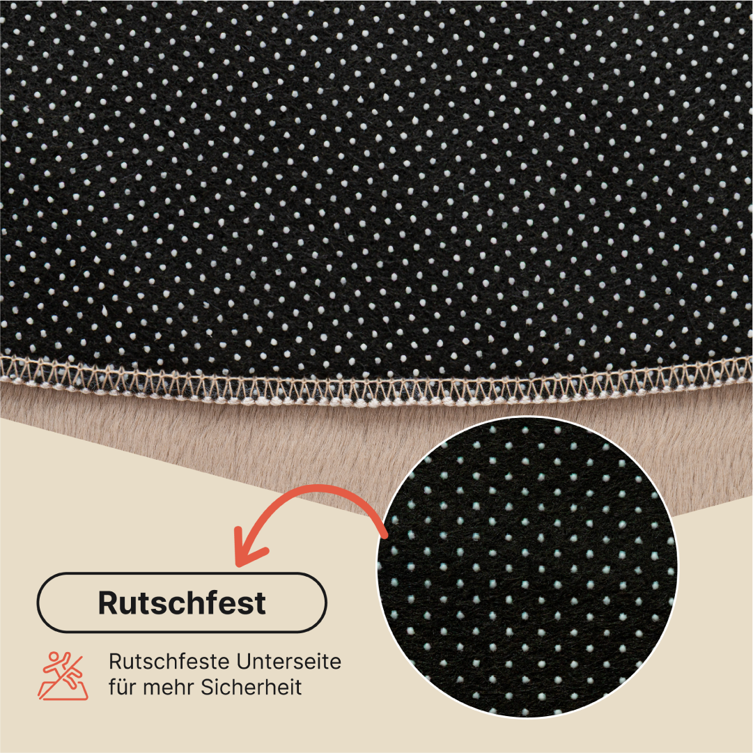 Teppich Lumi Rund Braun Rutschfest