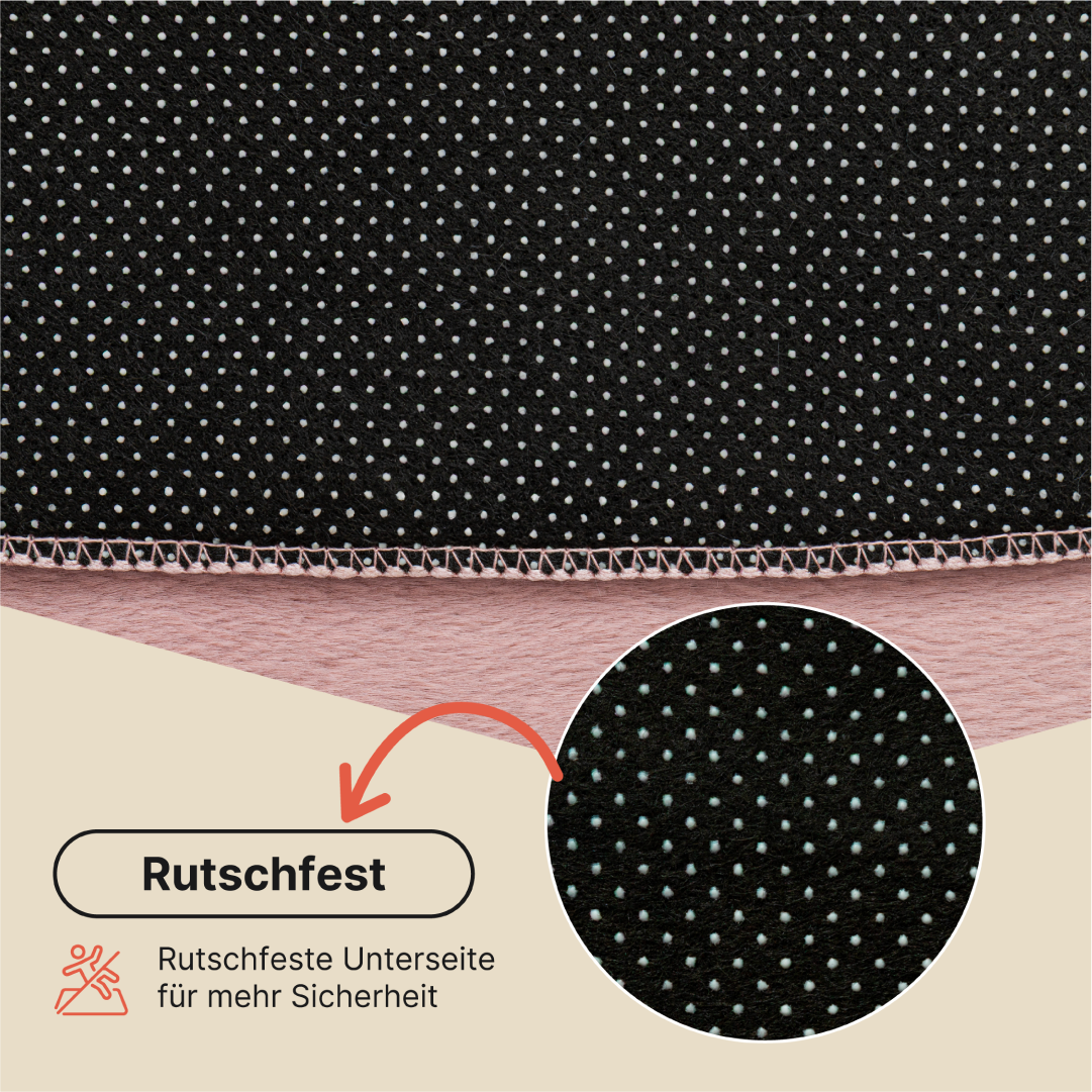 Teppich Lumi Rund Rosa Rutschfest