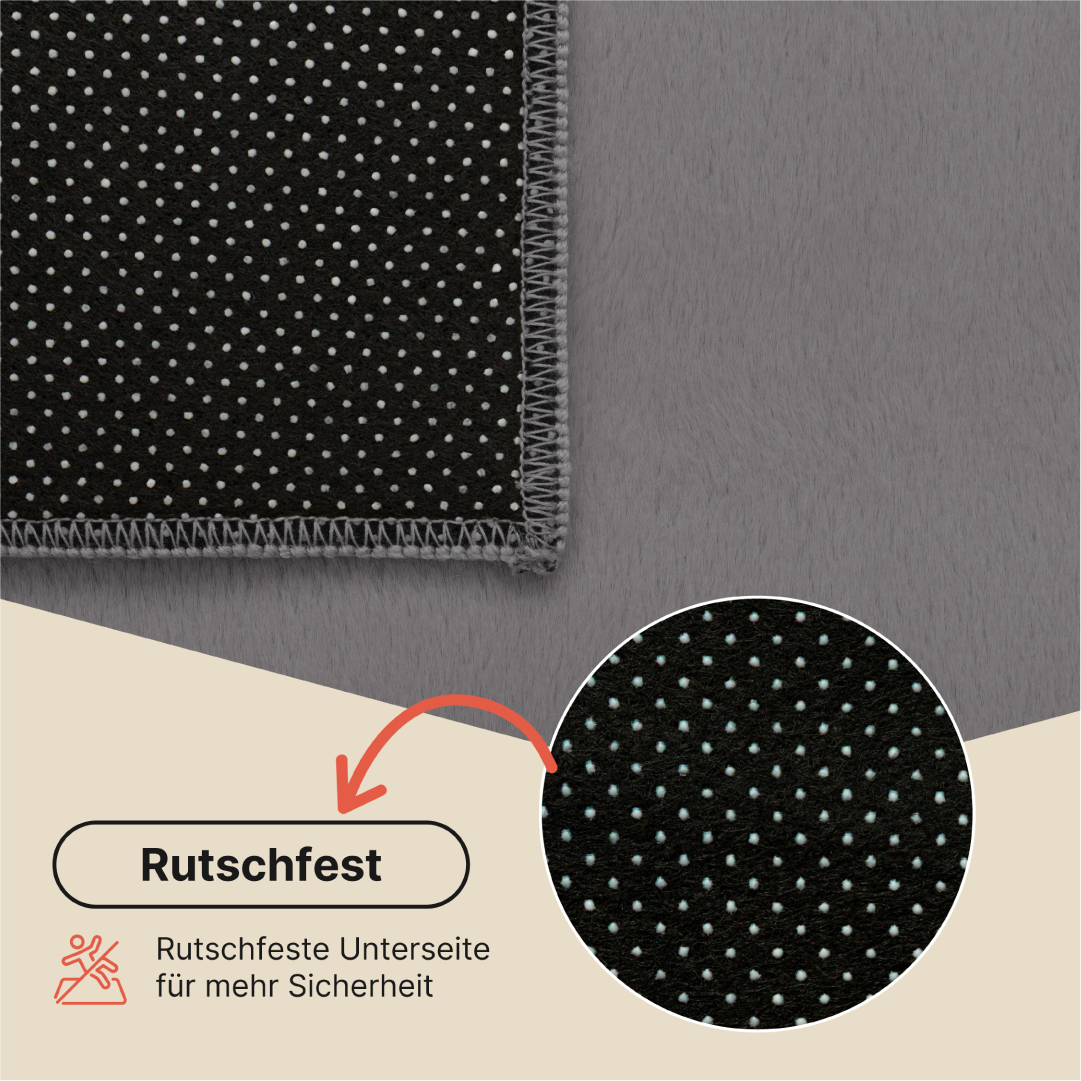 Teppich Lumi Quadratisch Dunkelgrau Rutschfest