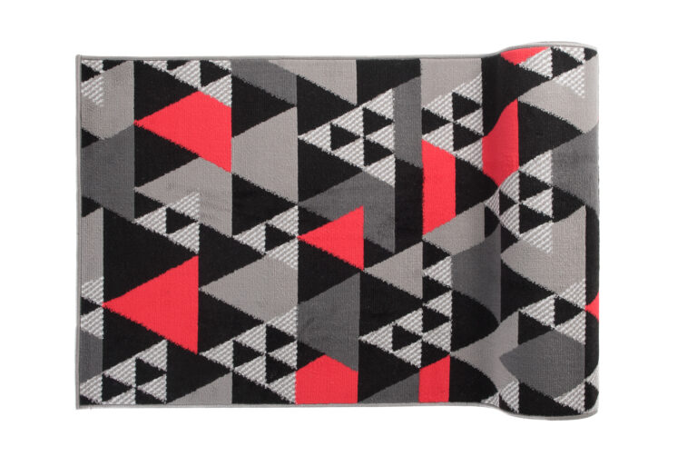 Teppichläufer Maya Grau Rot Geometrisch Dreiecke Meterware