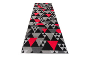 Teppichläufer Maya Grau Rot Geometrisch Dreiecke Meterware