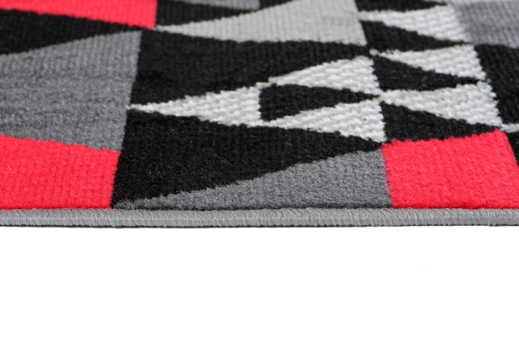 Teppichläufer Maya Grau Rot Geometrisch Dreiecke Meterware