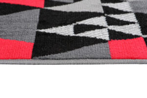 Teppichläufer Maya Grau Rot Geometrisch Dreiecke Meterware