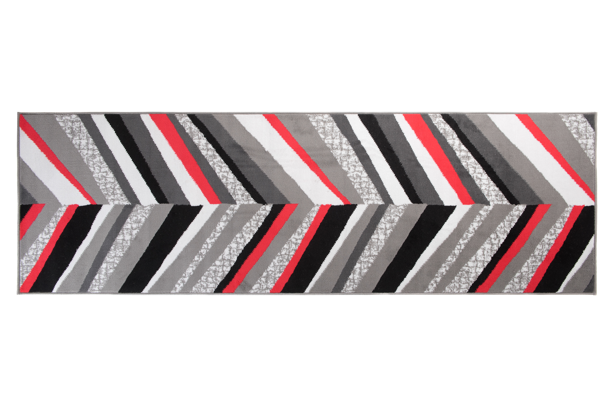 Teppichläufer Maya Grau Rot Geometrisch Linien Meterware