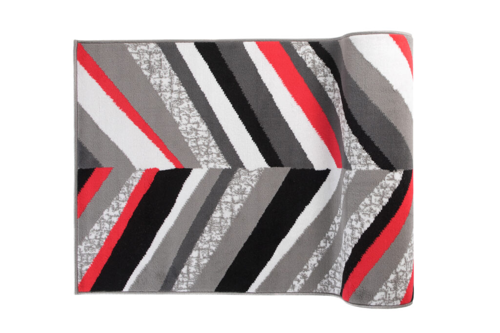 Teppichläufer Maya Grau Rot Geometrisch Linien Meterware