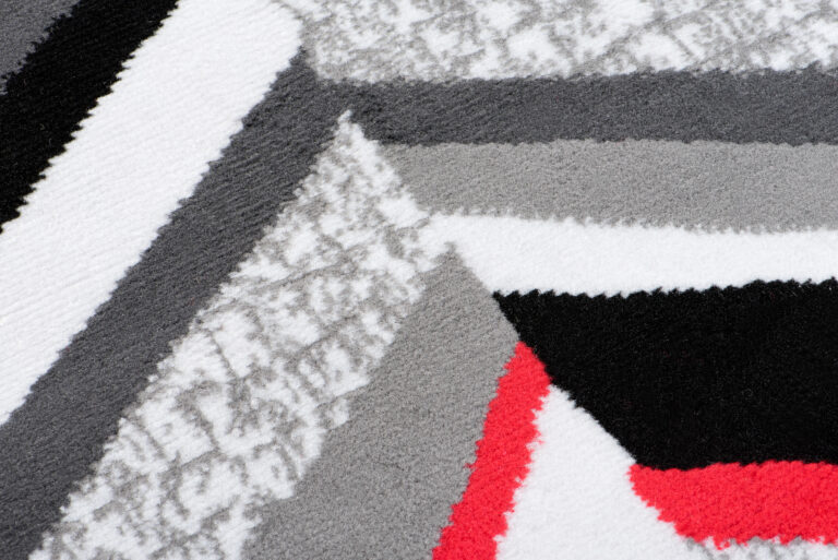 Teppichläufer Maya Grau Rot Geometrisch Linien Meterware