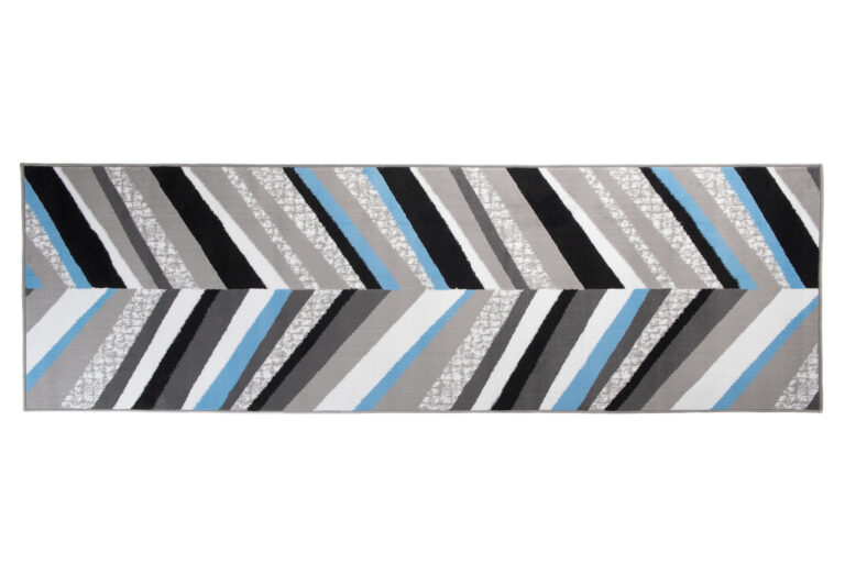 Teppichläufer Maya Grau Blau Geometrisch Linien Meterware