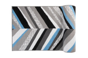 Teppichläufer Maya Grau Blau Geometrisch Linien Meterware