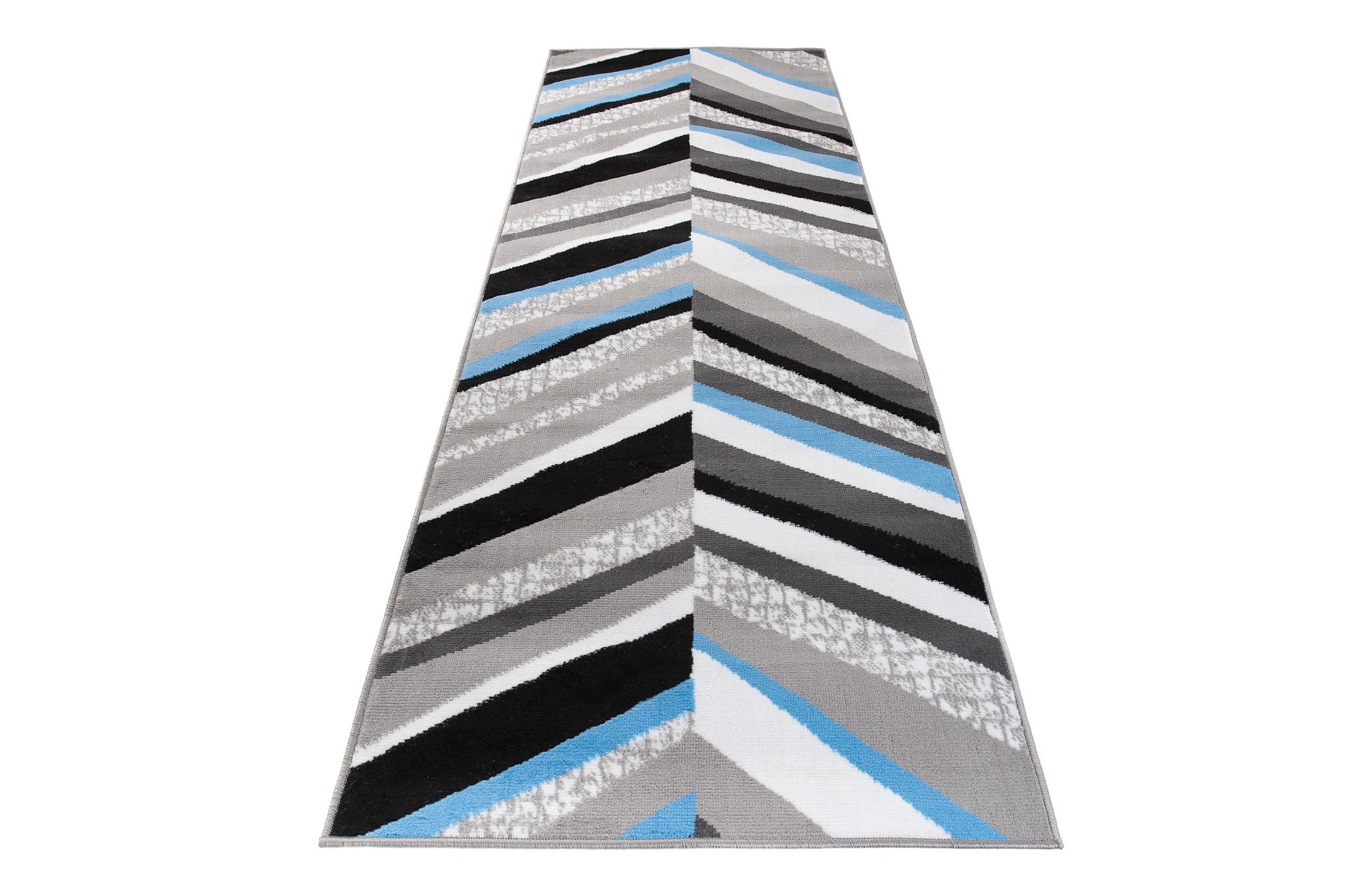 Teppichläufer Maya Grau Blau Geometrisch Linien Meterware