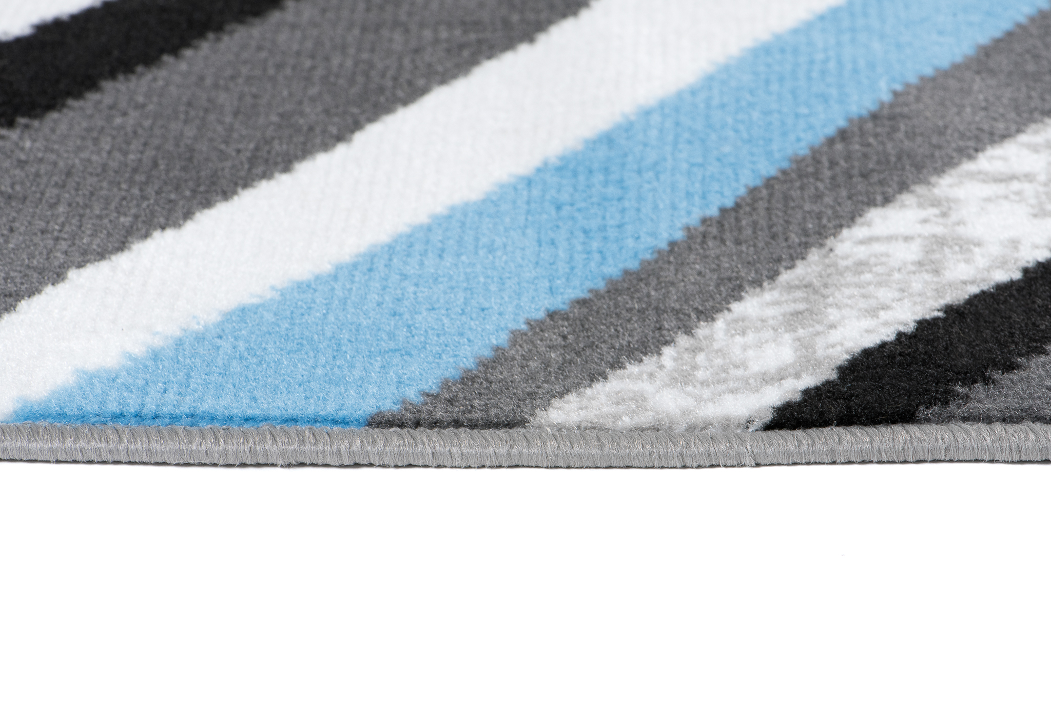 Teppichläufer Maya Grau Blau Geometrisch Linien Meterware