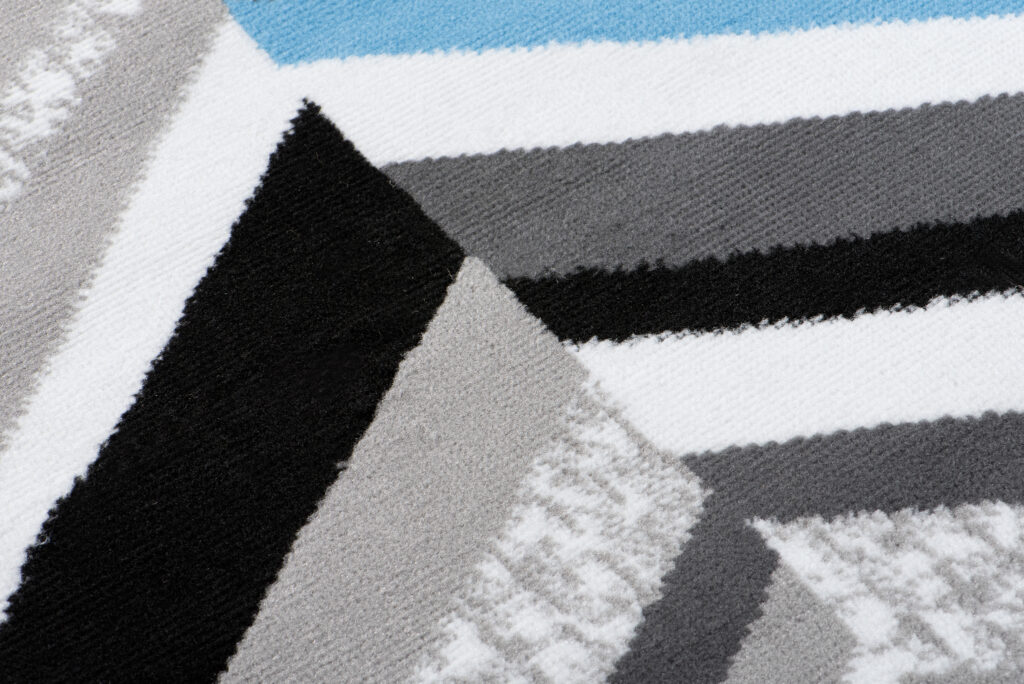 Teppichläufer Maya Grau Blau Geometrisch Linien Meterware