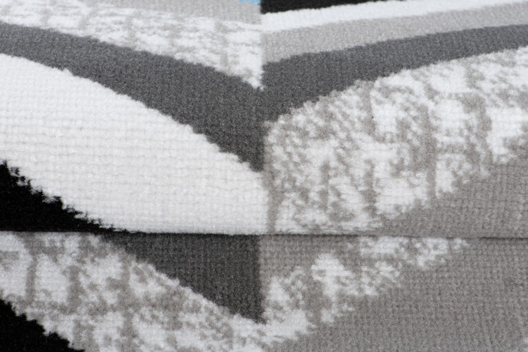 Teppichläufer Maya Grau Blau Geometrisch Linien Meterware