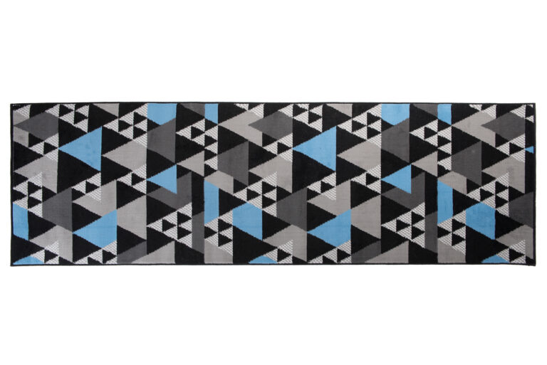 Teppichläufer Maya Grau Blau Geometrisch Dreiecke Meterware