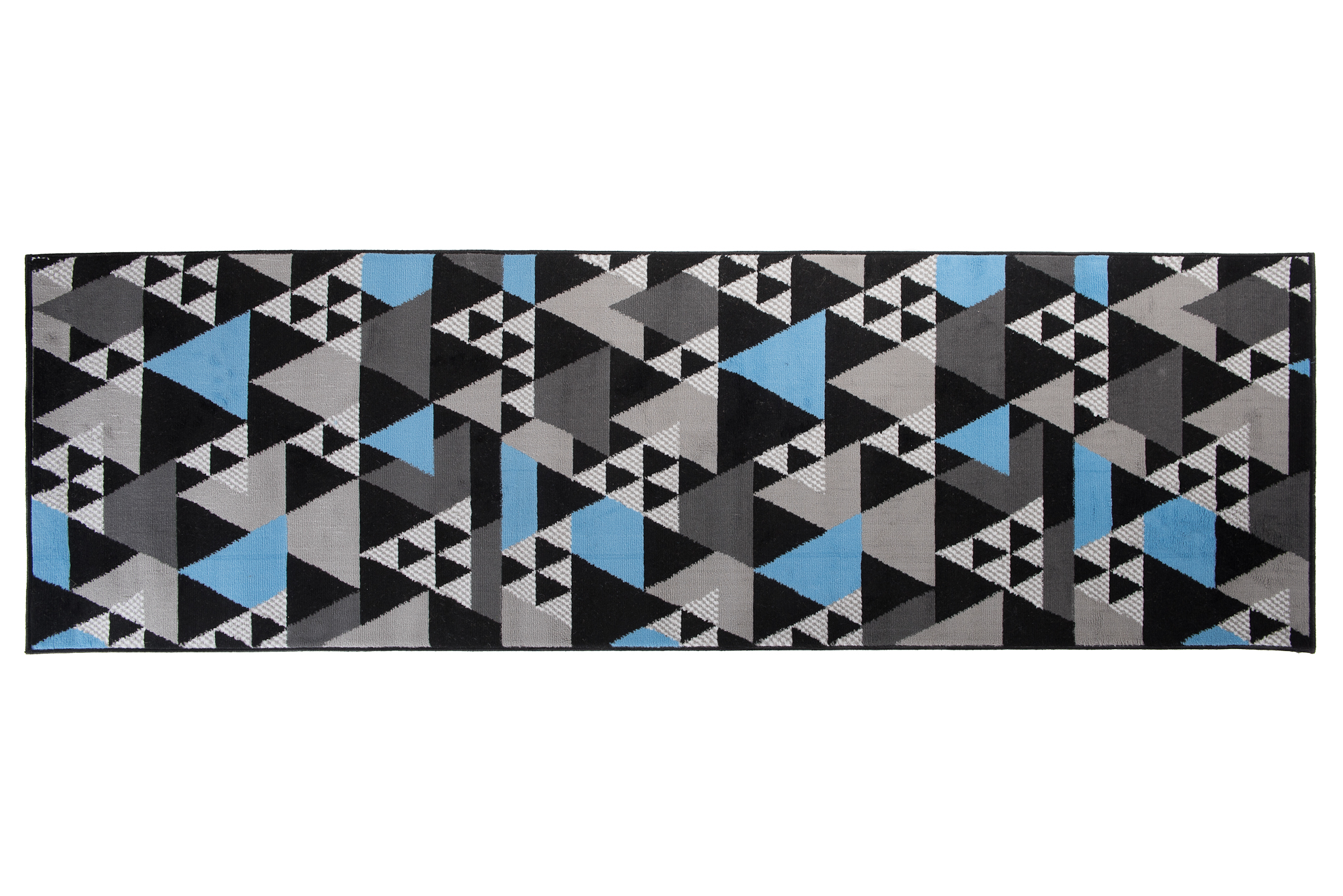 Teppichläufer Maya Grau Blau Geometrisch Dreiecke Meterware