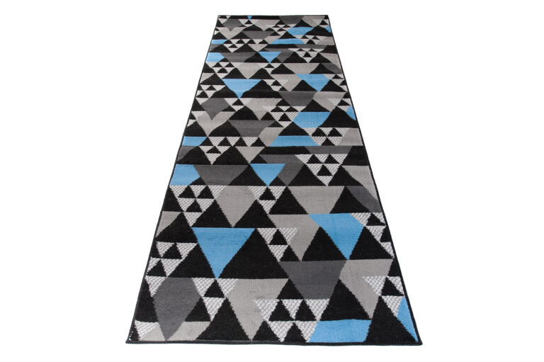 Teppichläufer Maya Grau Blau Geometrisch Dreiecke Meterware
