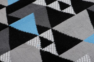 Teppichläufer Maya Grau Blau Geometrisch Dreiecke Meterware
