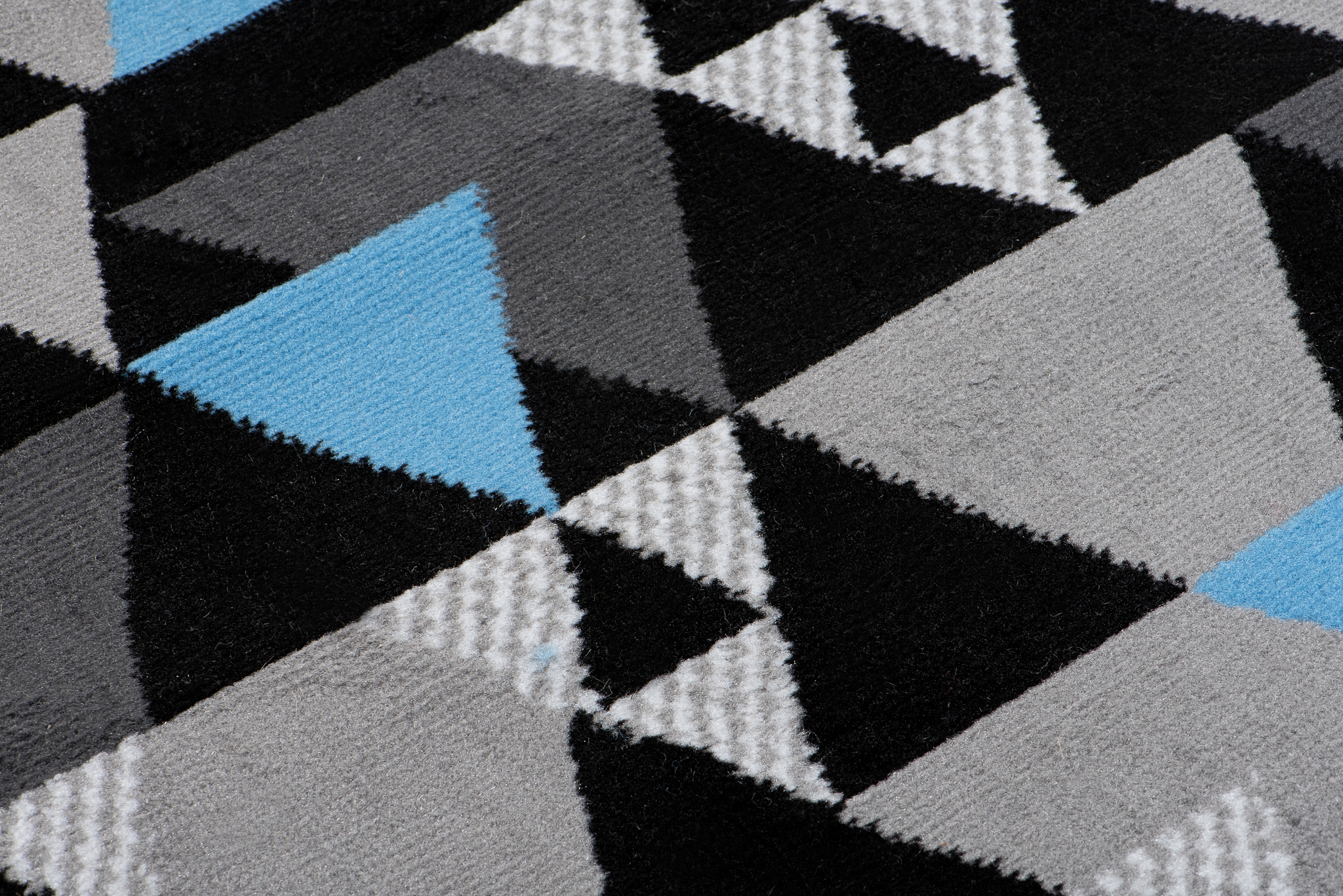 Teppichläufer Maya Grau Blau Geometrisch Dreiecke Meterware