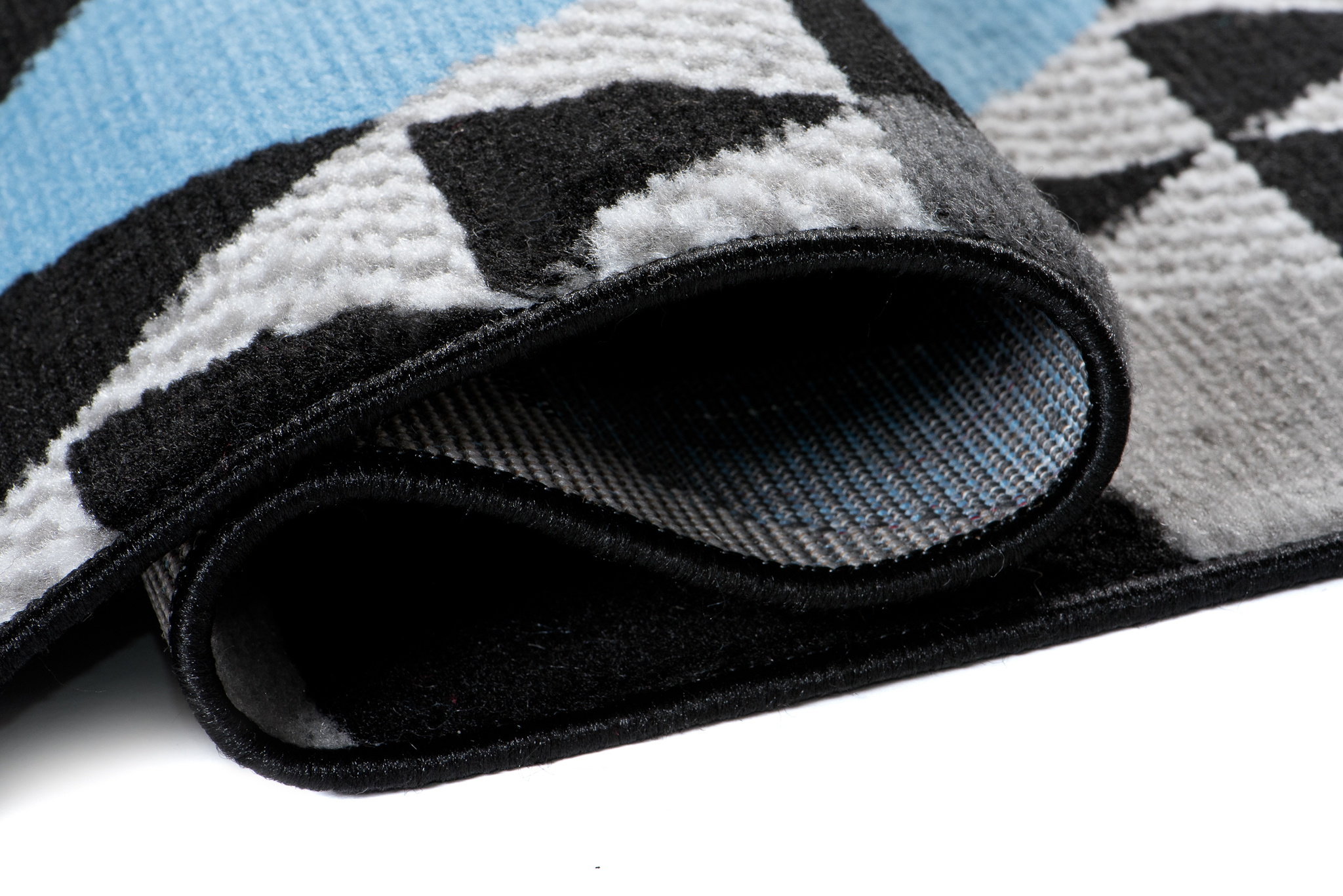 Teppichläufer Maya Grau Blau Geometrisch Dreiecke Meterware