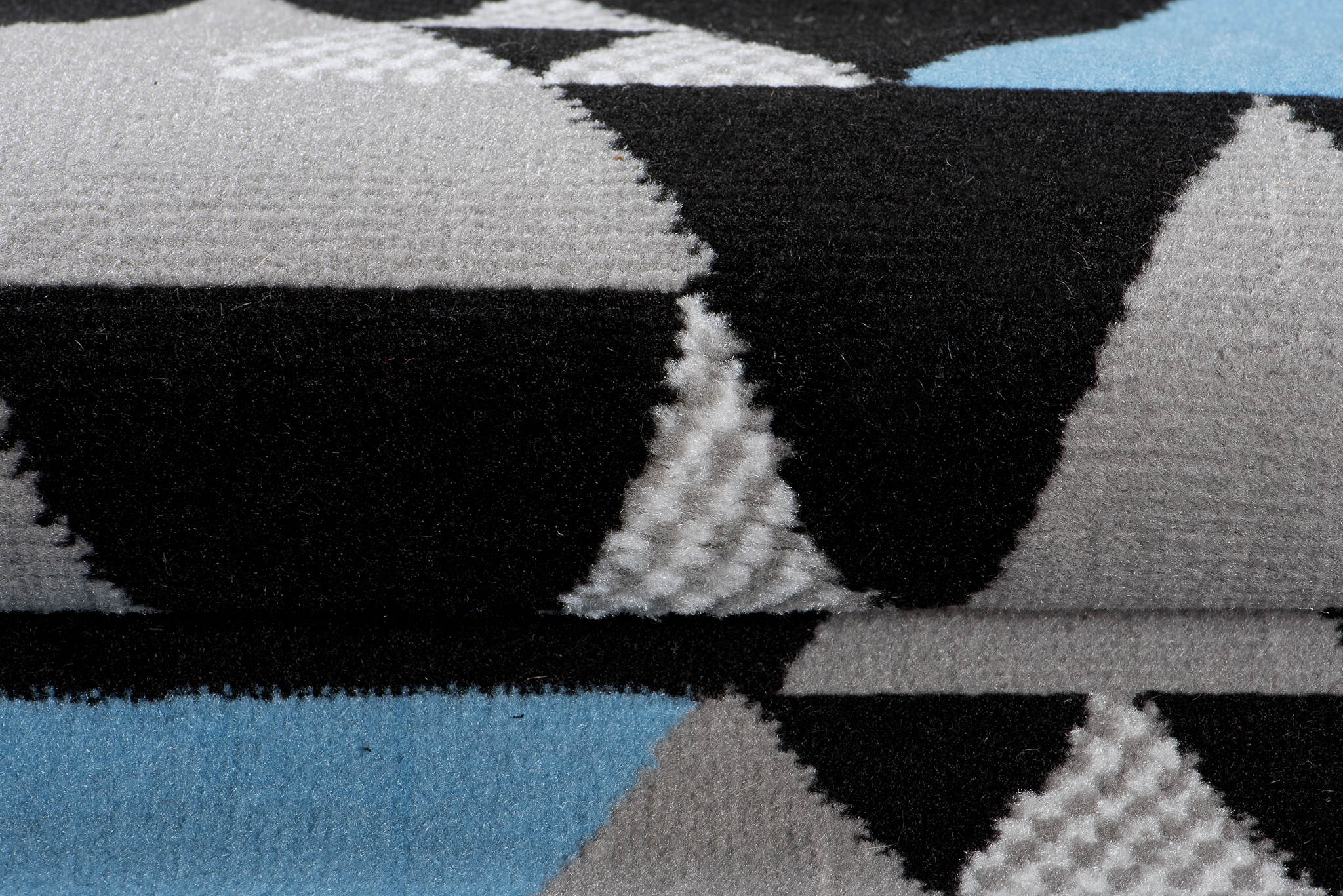 Teppichläufer Maya Grau Blau Geometrisch Dreiecke Meterware