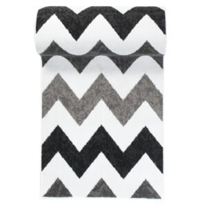 Teppichläufer Maya Grau Schwarz Geometrisch Zigzags Meterware