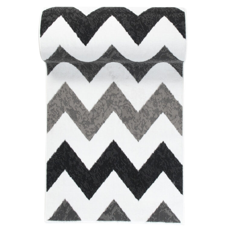 Teppichläufer Maya Grau Schwarz Geometrisch Zigzags Meterware