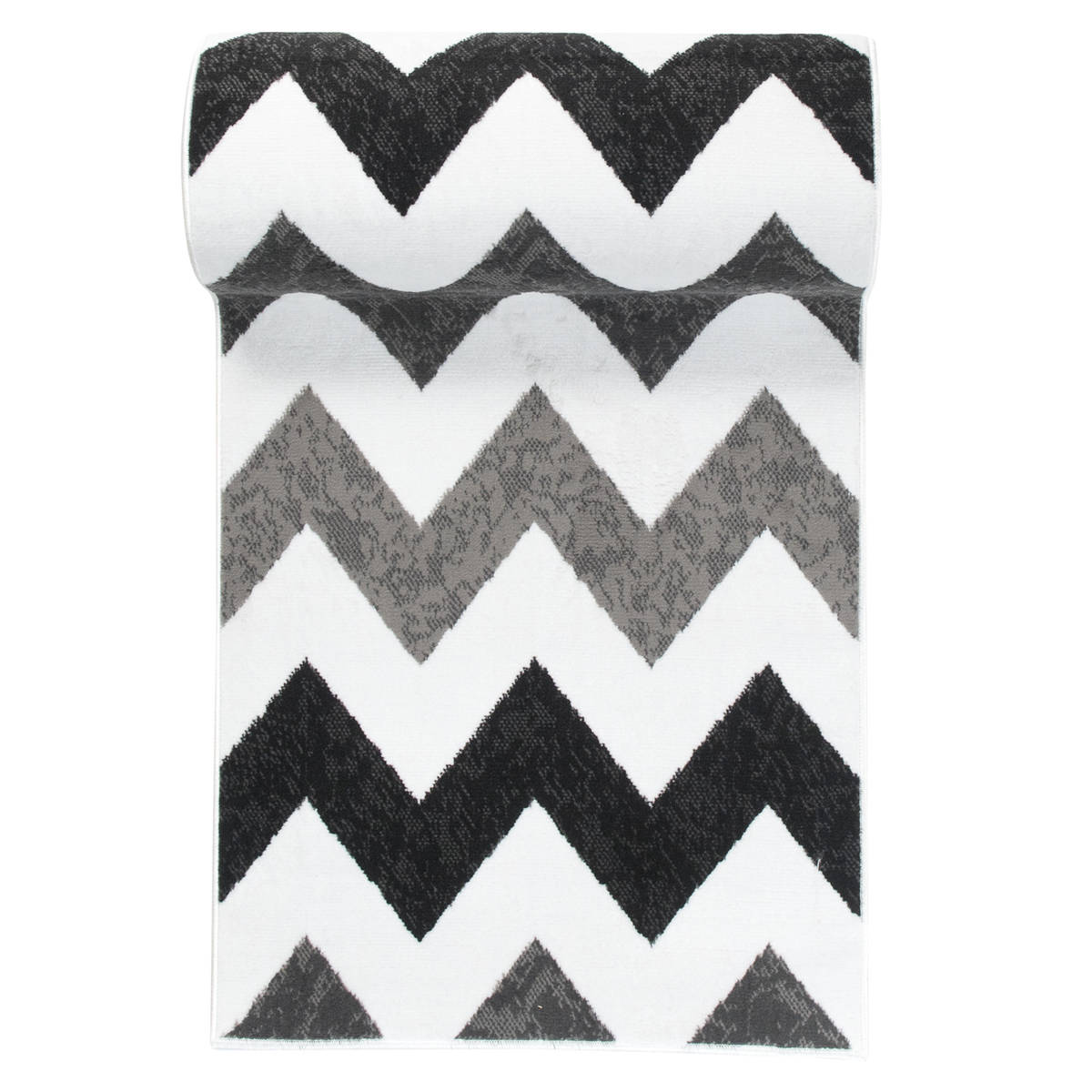 Teppichläufer Maya Grau Schwarz Geometrisch Zigzags Meterware