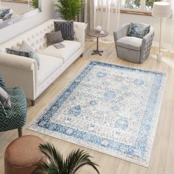 Teppich Valley Grau Blau Ornamente Vintage