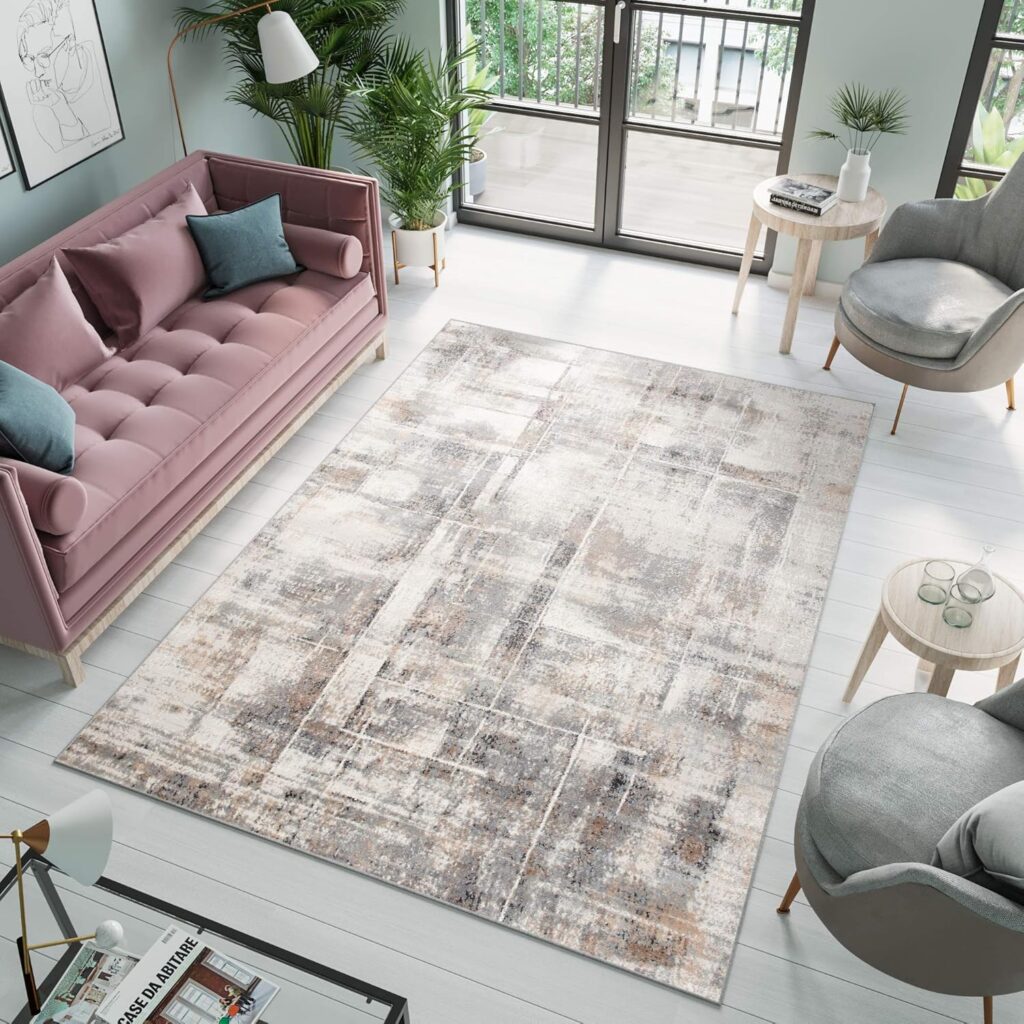 Teppich Valley Grau Fuchsrot Modern Verwischung