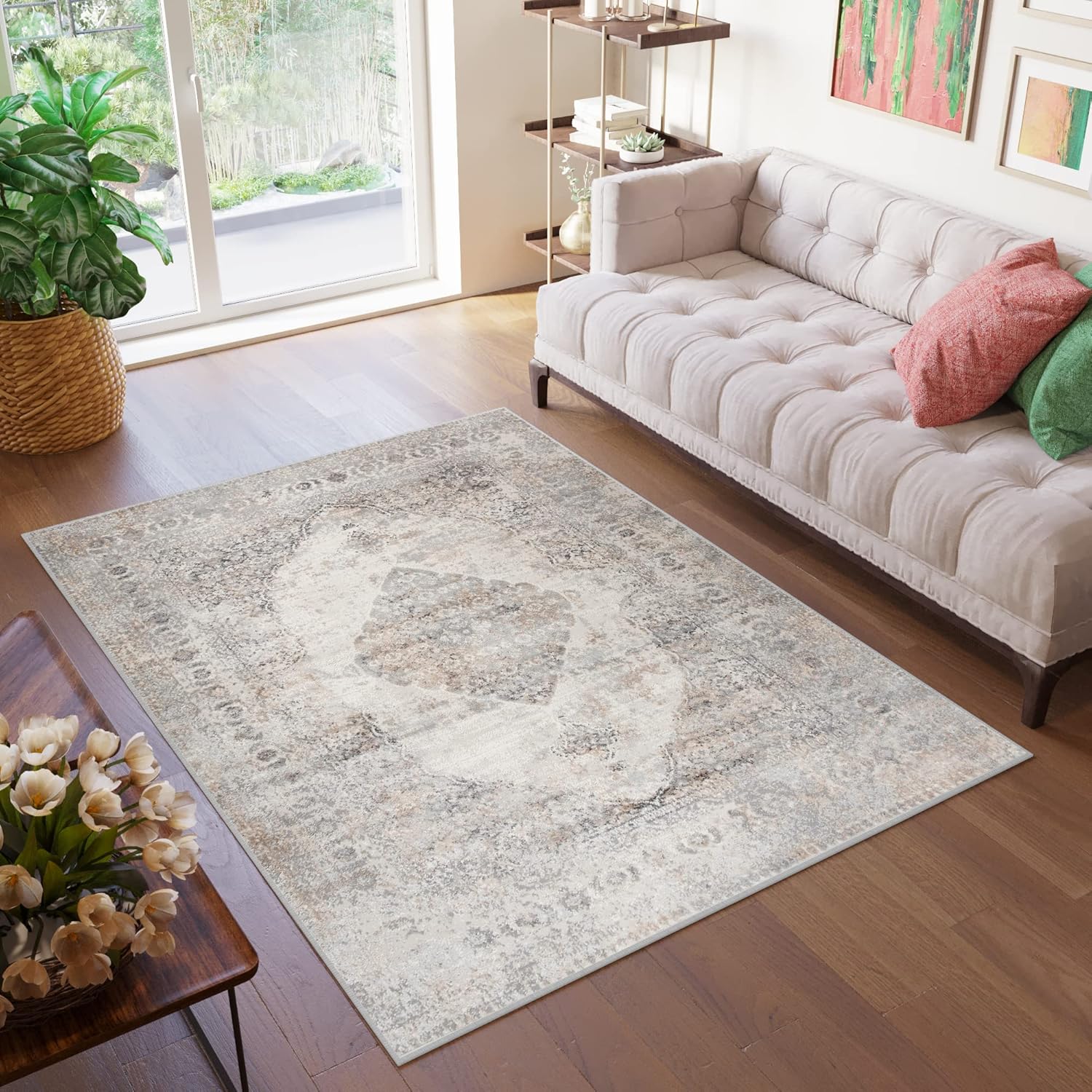 Teppich Valley Grau Fuchsrot Vintage Ornamente
