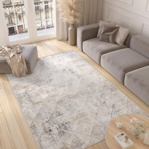 Teppich Valley Grau Beige Geometrisch Quadrat