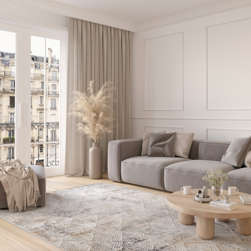 Teppich Valley Grau Beige Geometrisch Quadrat