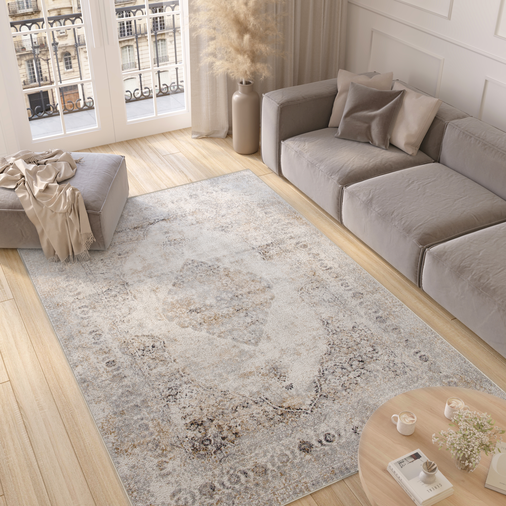 Teppich Valley Grau Fuchsrot Vintage Ornamente
