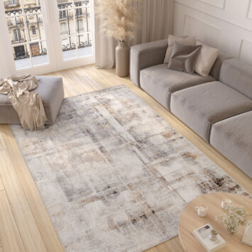 Teppich Valley Grau Fuchsrot Modern Verwischung