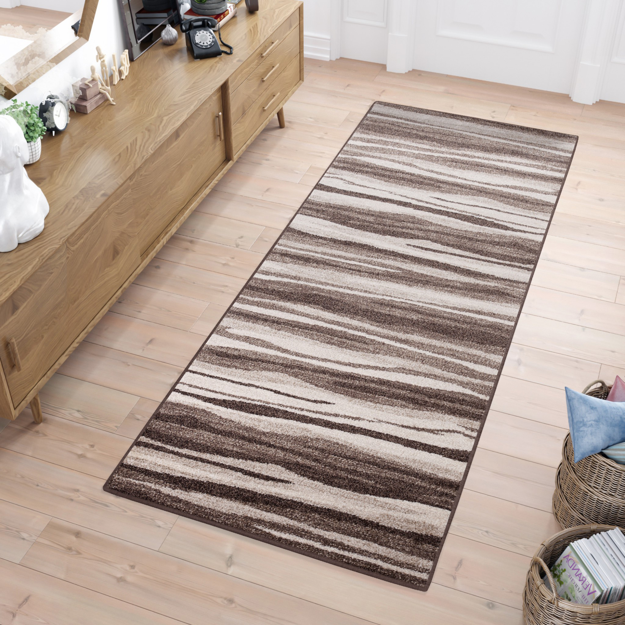 Teppichläufer Sari Hellbraun Beige Abstrakt Meterware