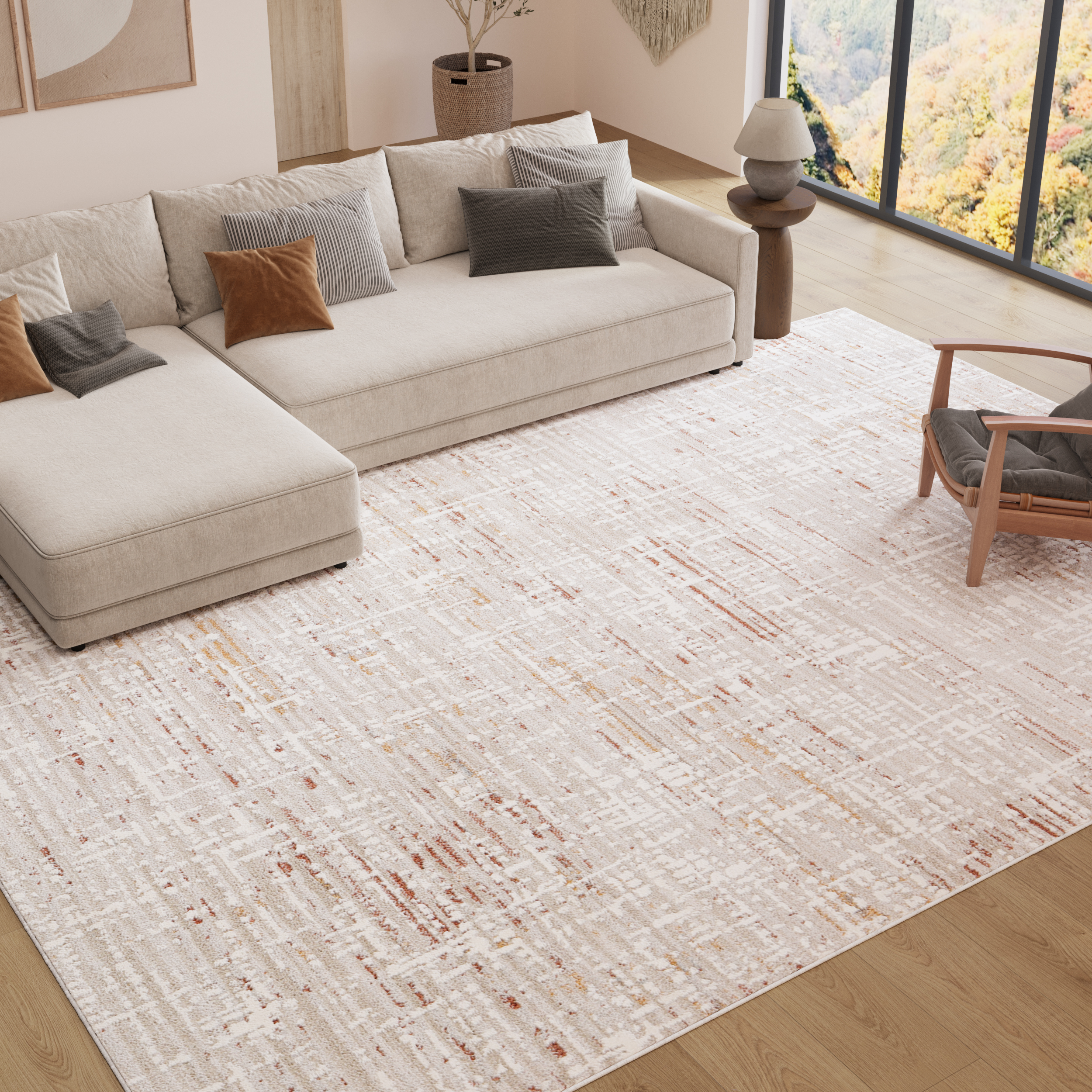Teppich Trend Creme Beige Abstrakt