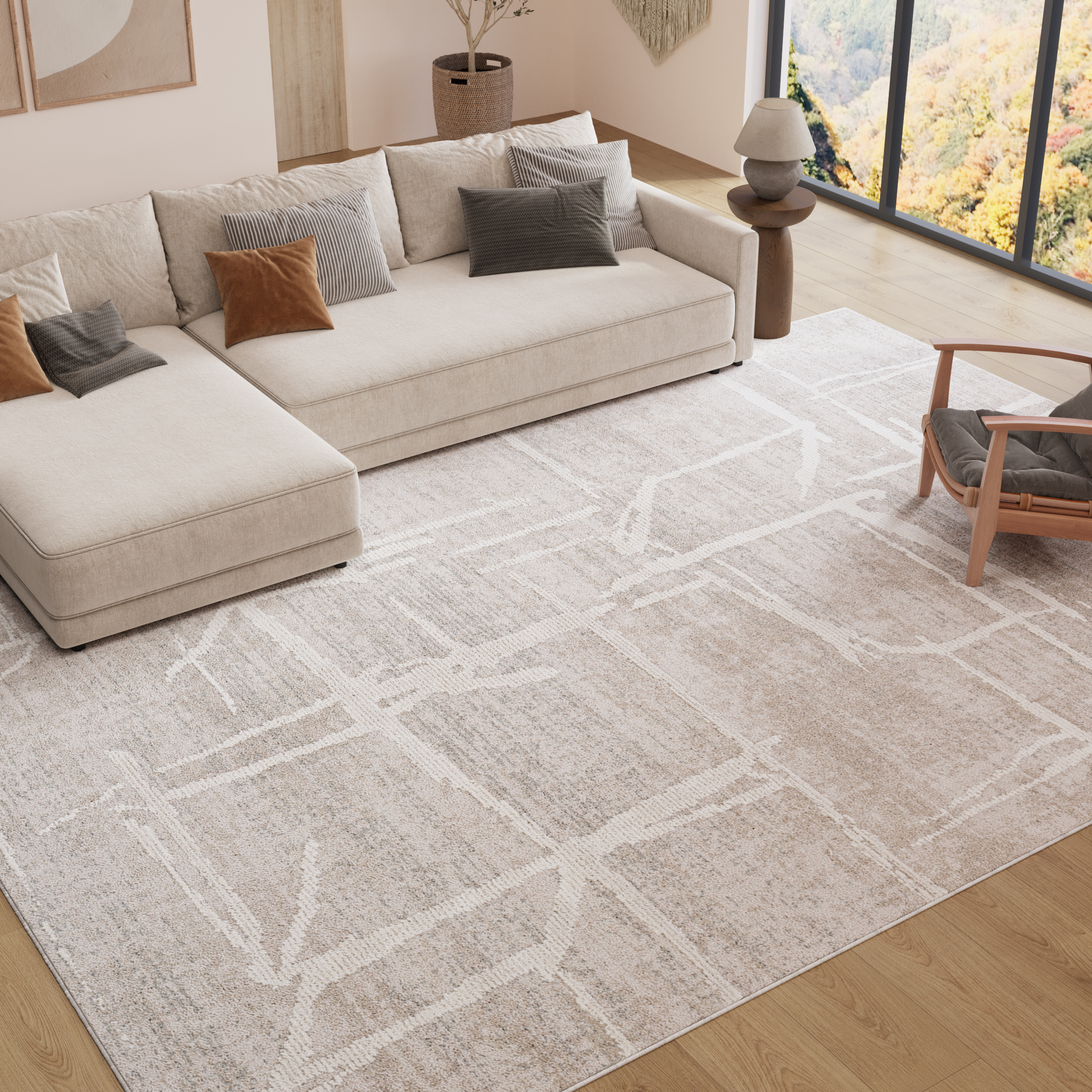 Teppich Trend Grau Beige Geometrisch
