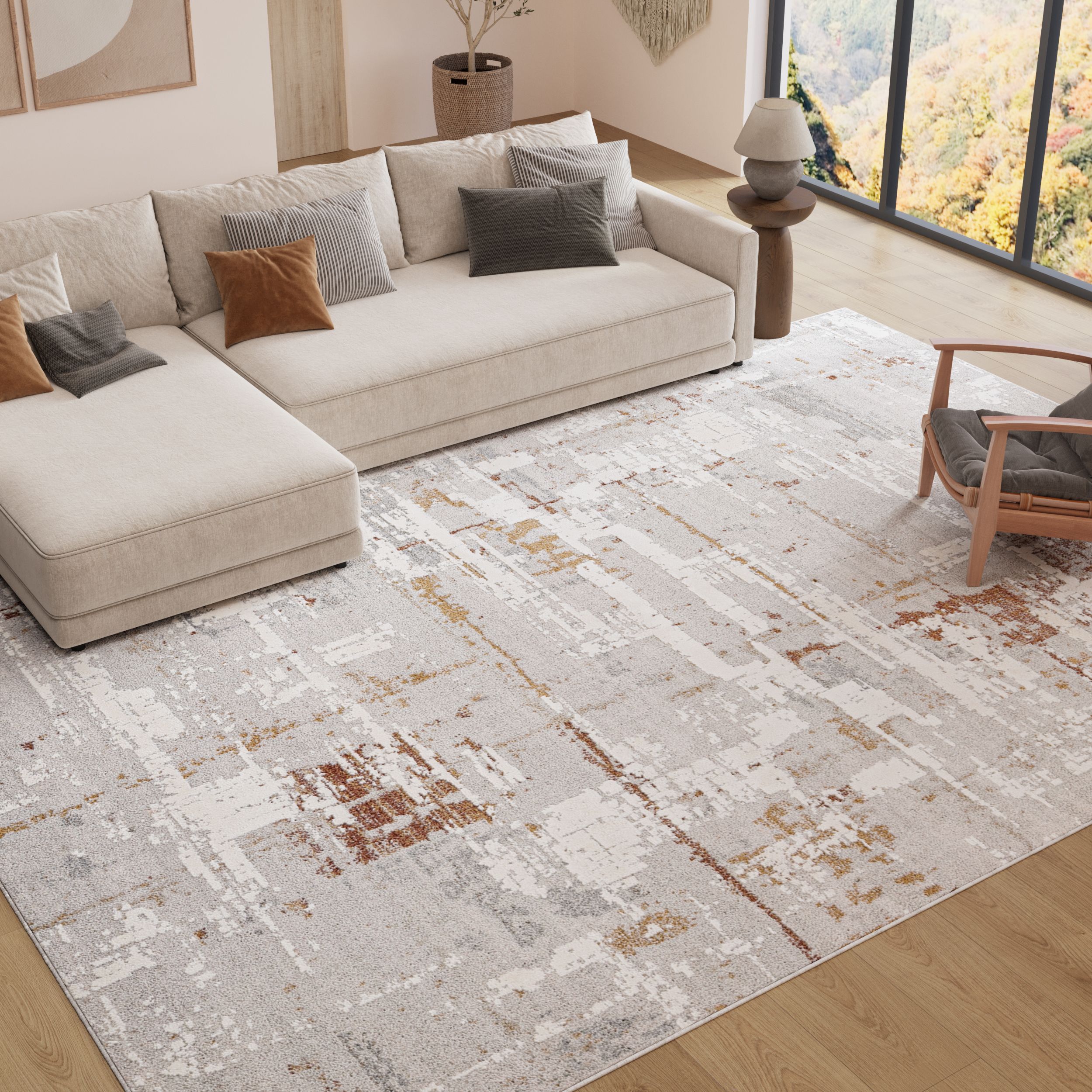 Teppich Trend Grau Creme Abstrakt