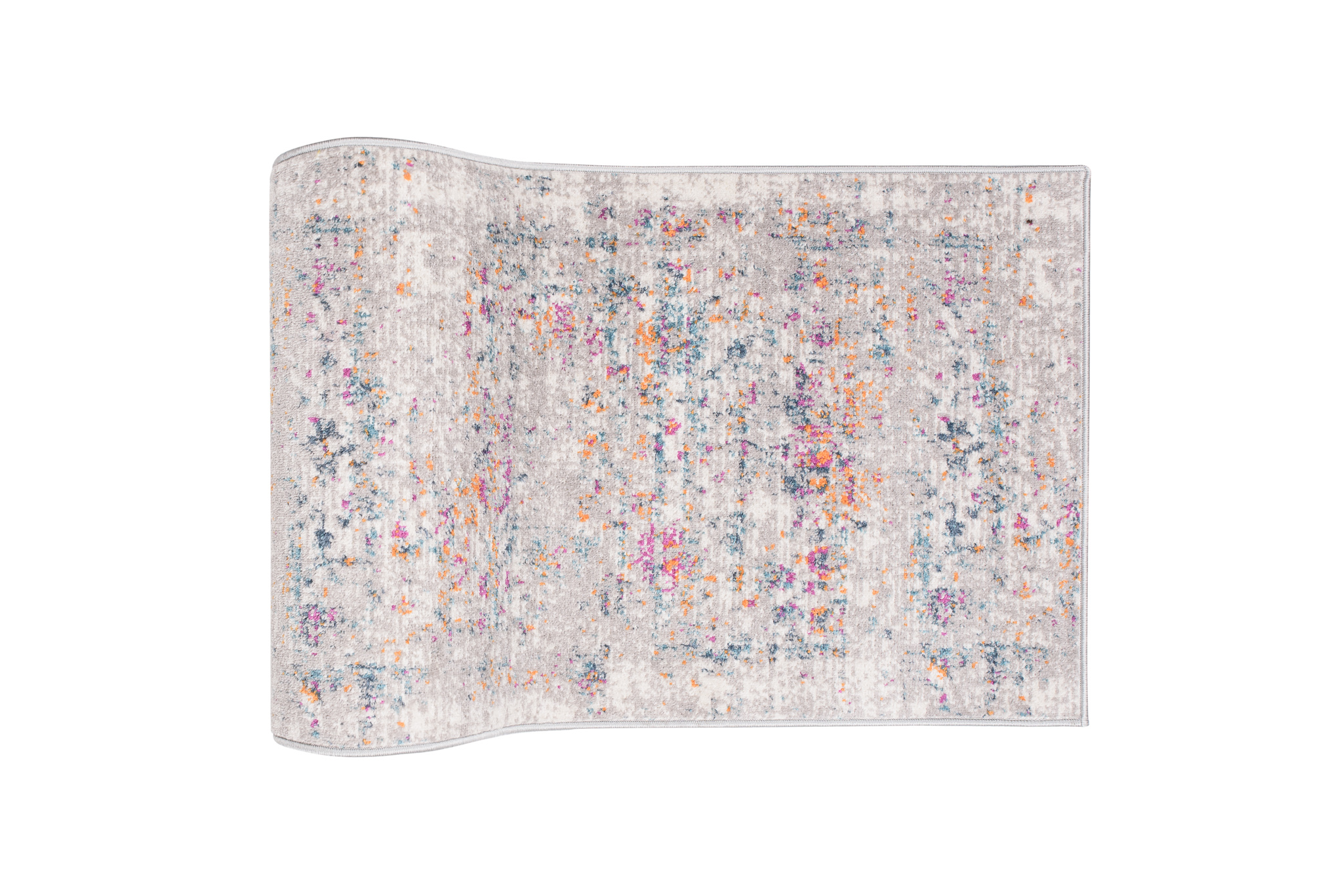 Teppichläufer Lazur Grau Vintage Blumen Rahmen Meterware
