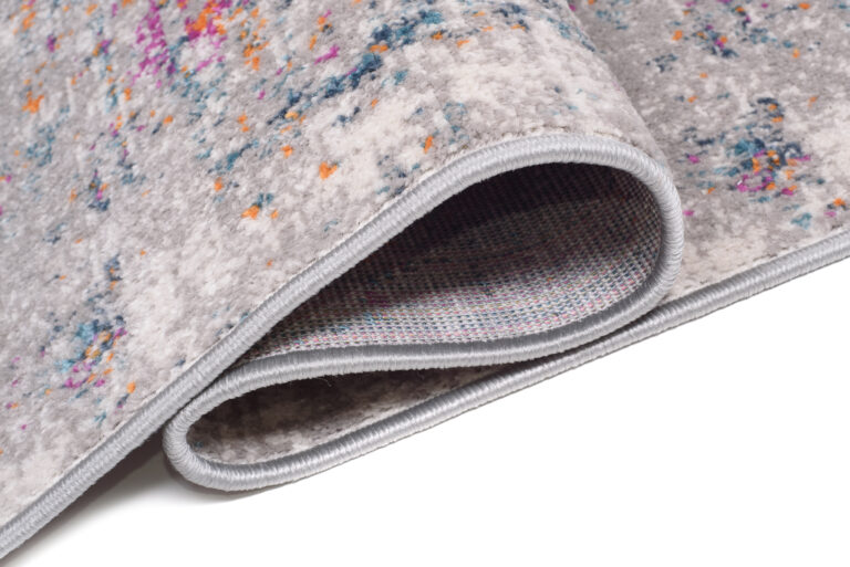 Teppichläufer Lazur Grau Vintage Blumen Rahmen Meterware