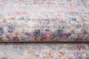 Teppichläufer Lazur Grau Vintage Blumen Rahmen Meterware