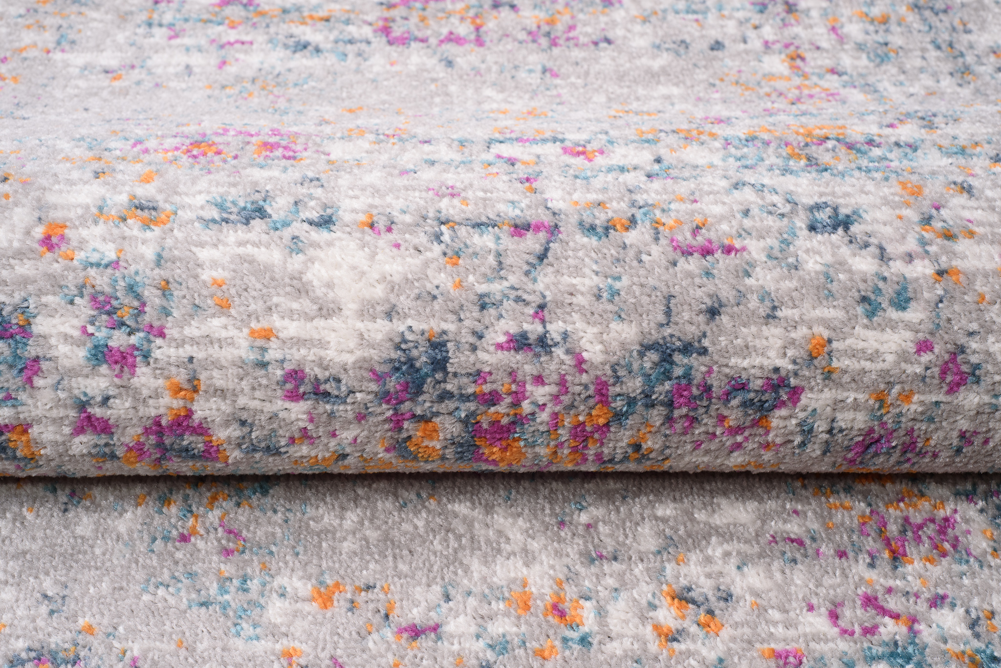 Teppichläufer Lazur Grau Vintage Blumen Rahmen Meterware