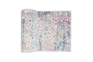 Teppichläufer Lazur Blau Grau Vintage Blumen Meterware
