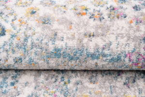 Teppichläufer Lazur Blau Grau Vintage Blumen Meterware
