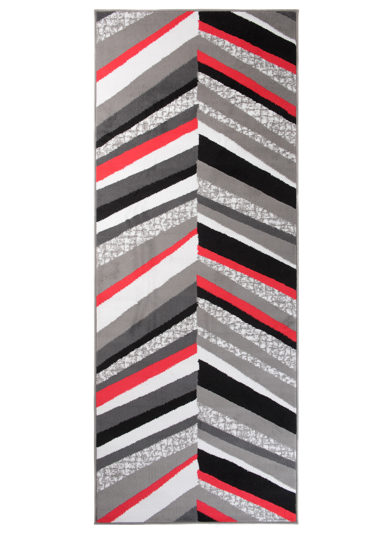 Teppichläufer Maya Grau Rot Geometrisch Linien Meterware