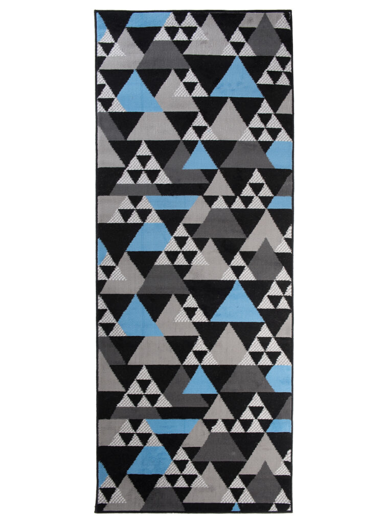 Teppichläufer Maya Grau Blau Geometrisch Dreiecke Meterware