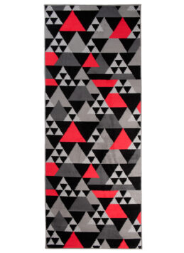 Teppichläufer Maya Grau Rot Geometrisch Dreiecke Meterware