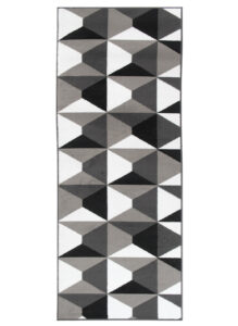 Teppichläufer Maya Grau Weiß Trapeze Quadrate Meterware