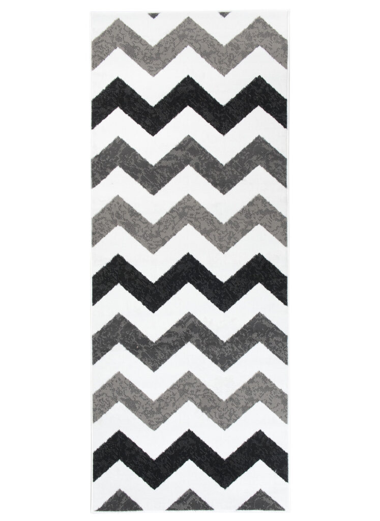 Teppichläufer Maya Grau Schwarz Geometrisch Zigzags Meterware