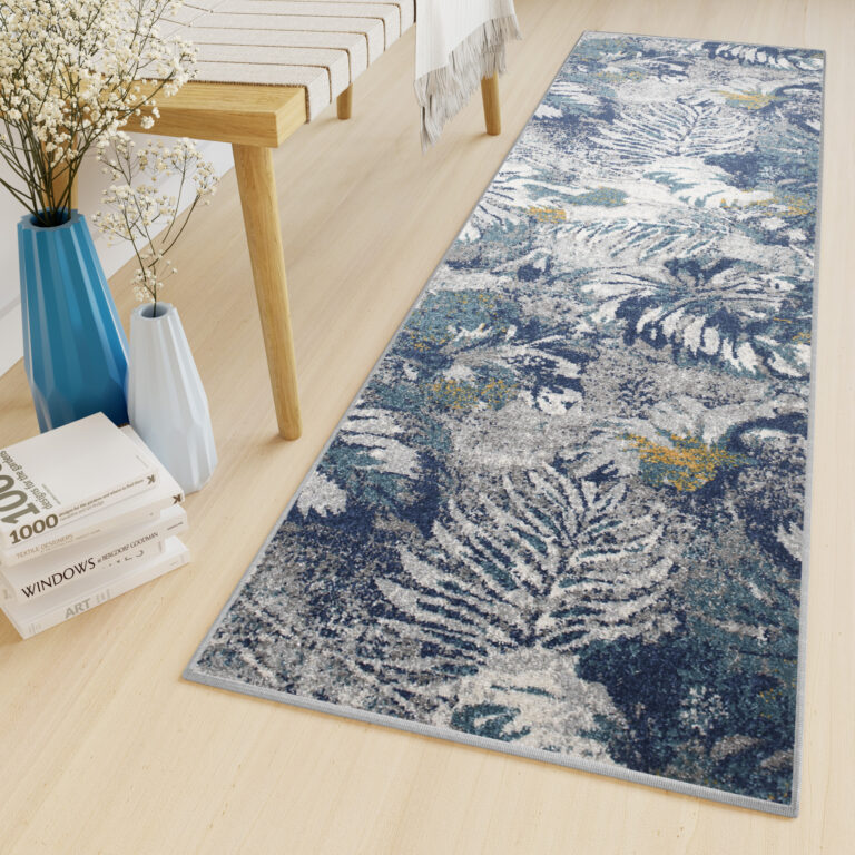 Teppichläufer Lazur Blätter Blumen Meterware